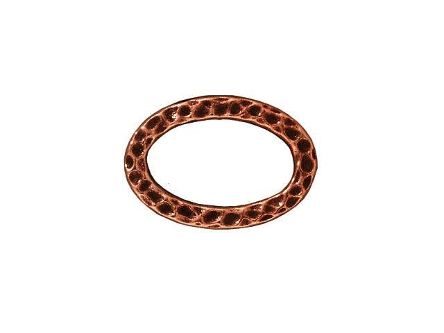 TierraCast Antique Copper-Plated Pewter Hammered Oval Ring Link
