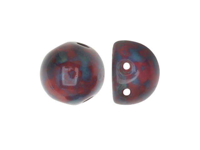 CzechMates 2-Hole 7mm Opaque Red Picasso Cabochon Beads 2.5-Inch Tube