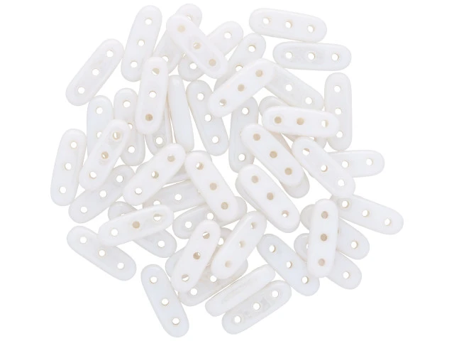 CzechMates 3-Hole 10mm Luster Opaque White Beam Bead 2.5-Inch Tube