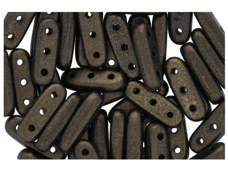 CzechMates 3-Hole 10mm Metallic Suede Dark Green Beam Bead 2.5-Inch Tube