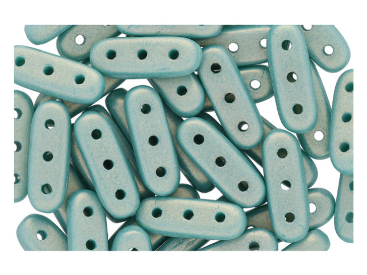 CzechMates 3-Hole 10mm Sueded Gold Turquoise Beam Bead 2.5-Inch Tube