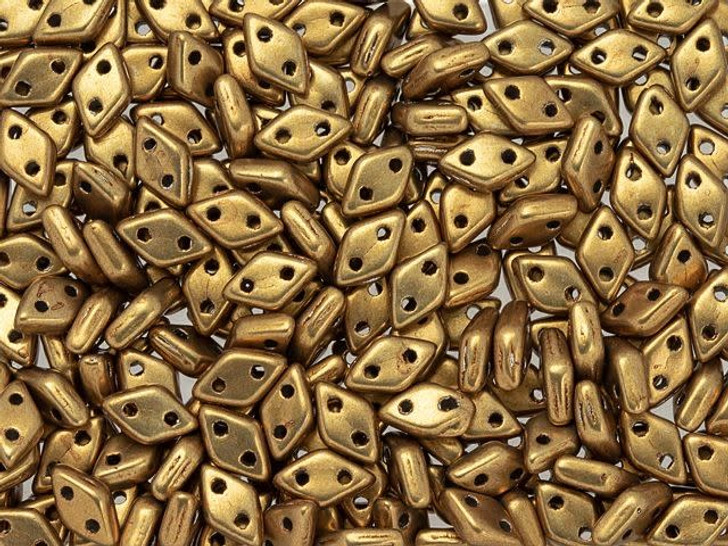 CzechMates Diamond 4 x 6mm ColorTrends Saturated Metallic Ceylon Yellow Czech Glass 2-Hole Bead 2.5-Inch Tube