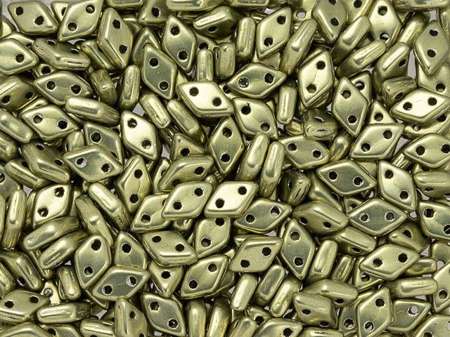 CzechMates Diamond 4 x 6mm ColorTrends Saturated Metallic Limelight Czech Glass 2-Hole Bead 2.5-Inch Tube