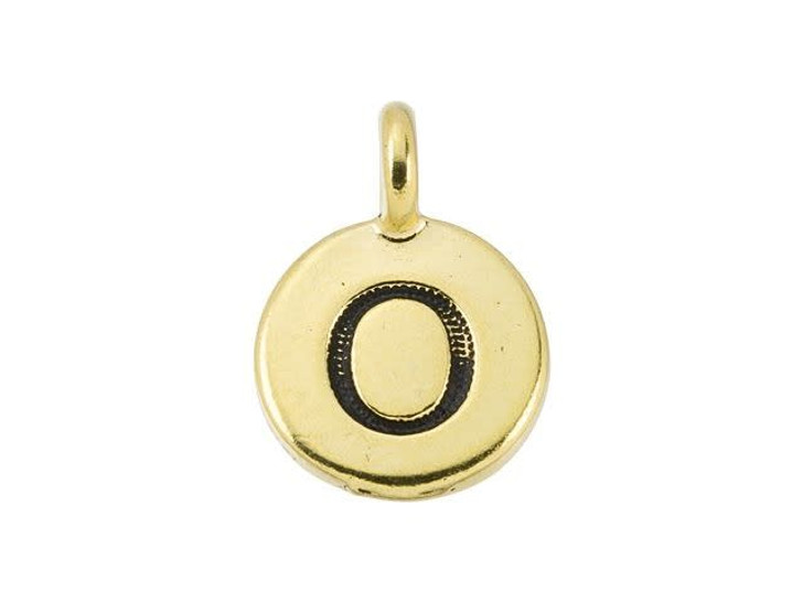 TierraCast Antique Gold-Plated Pewter Round Alphabet Charm - O TierraCast Antique Gold-Plated Pewter Round Alphabet Charm - O