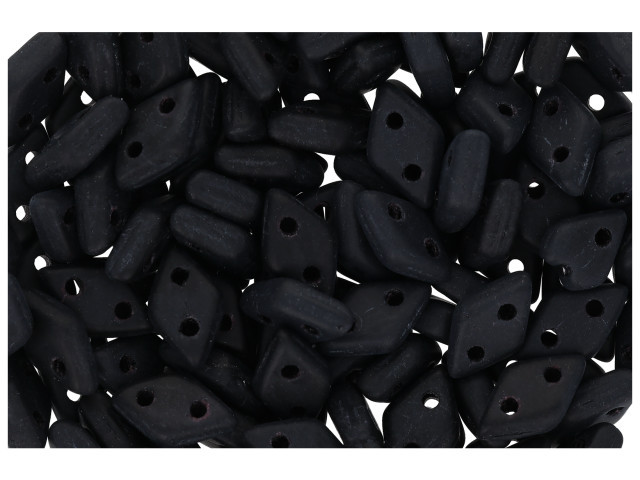 CzechMates Diamond 4 x 6mm Matte Jet Czech Glass 2-Hole Beads, 2.5-Inch Tube