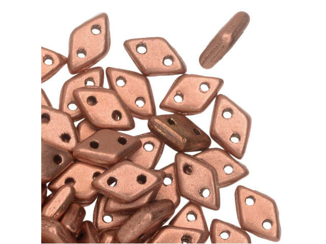 CzechMates Diamond 4 x 6mm Matte Metallic Copper Czech Glass 2-Hole Beads, 2.5-Inch Tube
