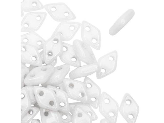 CzechMates Diamond 4 x 6mm Opaque White Luster Czech Glass 2-Hole Beads, 2.5-Inch Tube