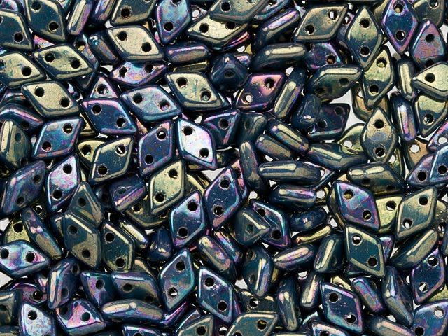 CzechMates Diamond 4 x 6mm Oxidized Bronze Czech Glass 2-Hole Beads, 2.5-Inch Tube