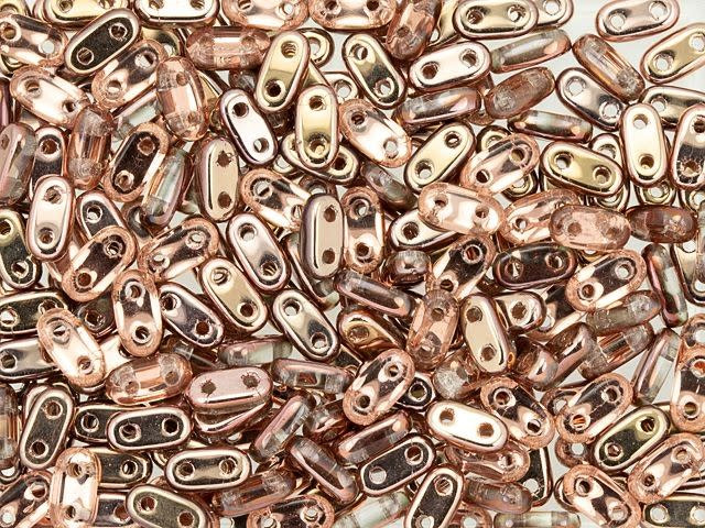 CzechMates Glass 3 x 6mm 2-Hole Apollo Gold Bar Bead 2.5-Inch Tube