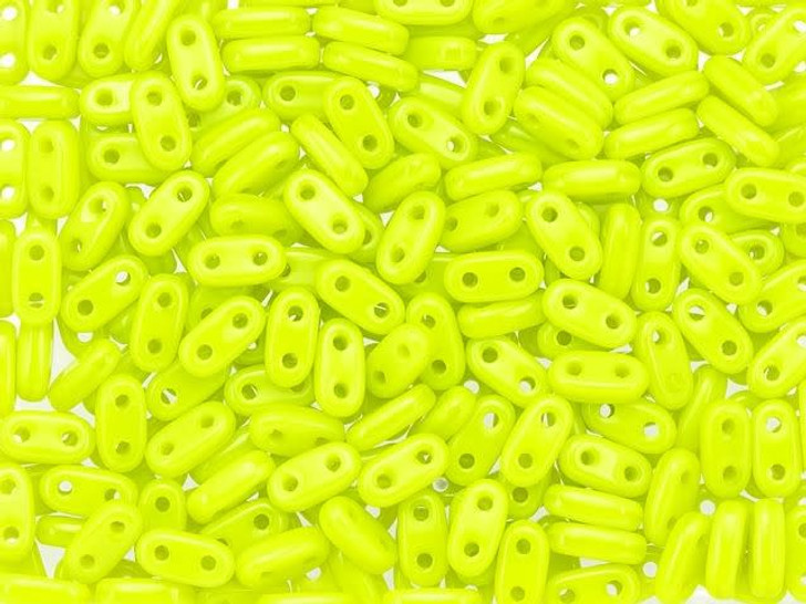 CzechMates Glass 3 x 6mm 2-Hole Chartreuse Bar Bead 2.5-Inch Tube
