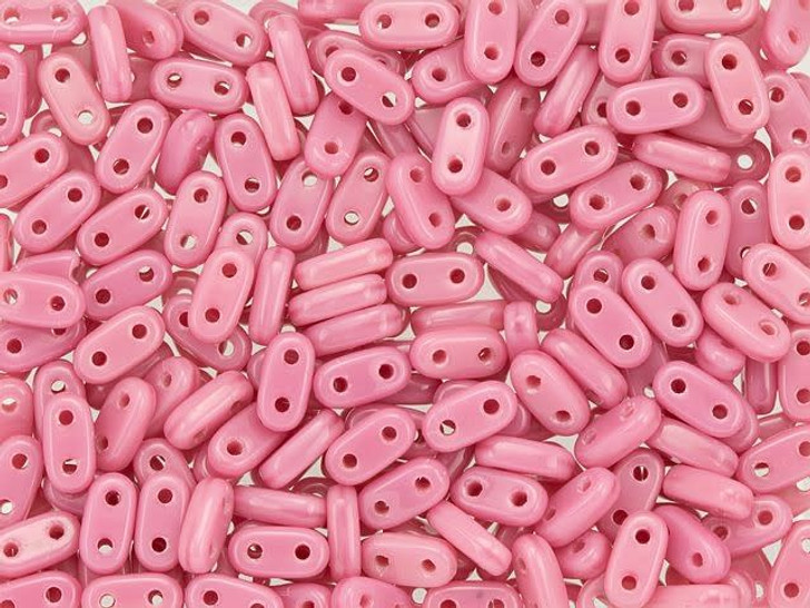 CzechMates Glass 3 x 6mm 2-Hole Coral Pink Bar Bead 2.5-Inch Tube