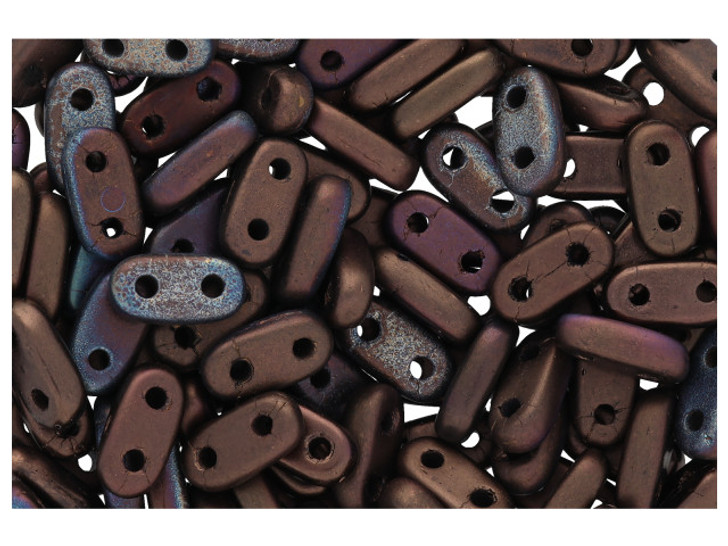 CzechMates Glass 3 x 6mm 2-Hole Jet Matte Bronze Vega Bar Bead 2.5-Inch Tube