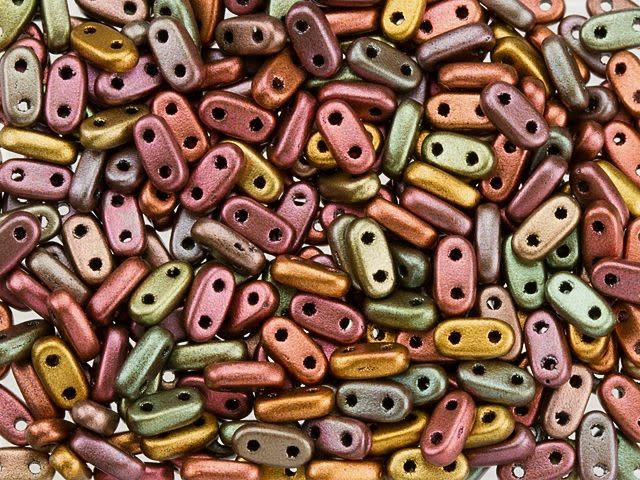 CzechMates Glass 3 x 6mm 2-Hole Matte Metallic Bronze Iris Bar Bead 2.5-Inch Tube
