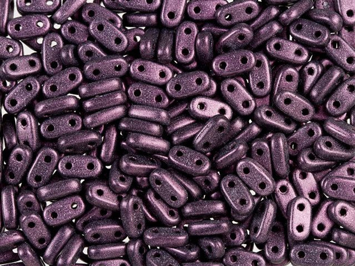 CzechMates Glass 3 x 6mm 2-Hole Metallic Suede Pink Bar Bead 2.5-Inch Tube