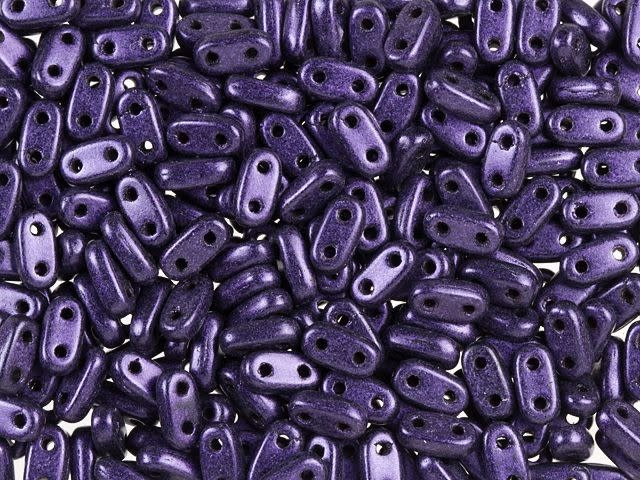 CzechMates Glass 3 x 6mm 2-Hole Metallic Suede Purple Bar Bead 2.5-Inch Tube
