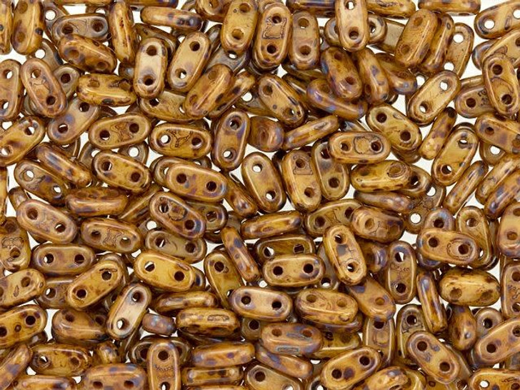 CzechMates Glass 3 x 6mm 2-Hole Picasso French Beige Bar Bead 2.5-Inch Tube
