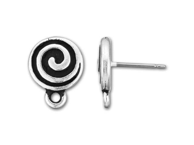 TierraCast Antique Silver-Plated Pewter Spiral Earring Post (1 Pair)