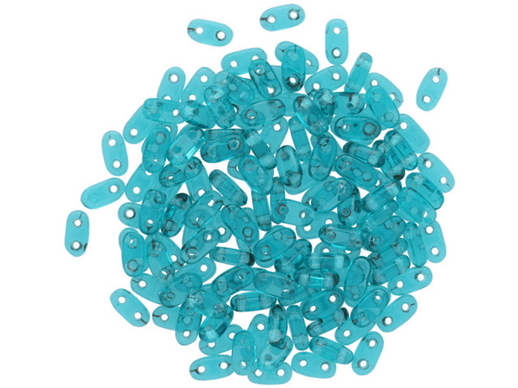 CzechMates Glass 3 x 6mm 2-Hole Teal Bar Bead 2.5-Inch Tube