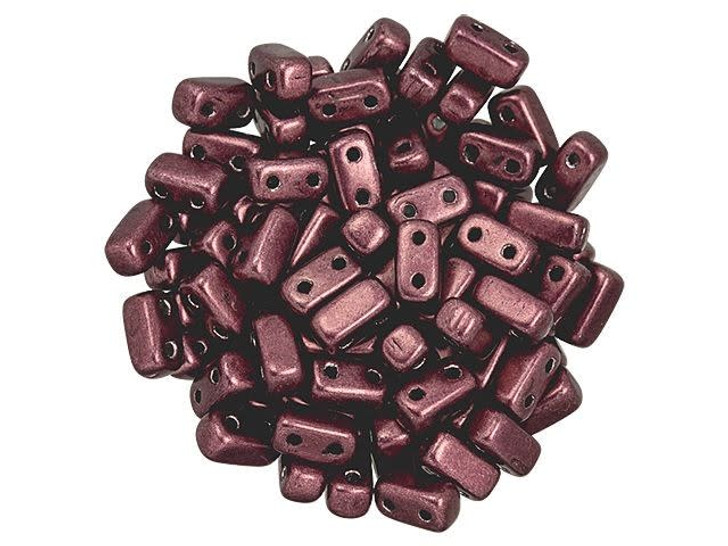 CzechMates Glass 3 x 6mm ColorTrends Saturated Metallic Red Pear 2-Hole Brick Bead (50pc Strand)