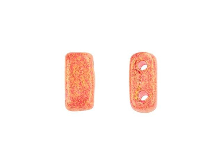 CzechMates Glass 3 x 6mm Pacifica Strawberry 2-Hole Brick Bead Strand