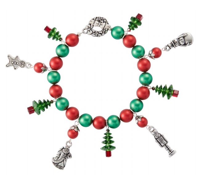 Christmas Jingle Bell Bracelets, Lampwork Glass Bracelets