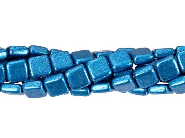 CzechMates Glass 6mm ColorTrends Saturated Metallic Ceylon Yellow 2-Hole  Tile Bead (50pc Strand)