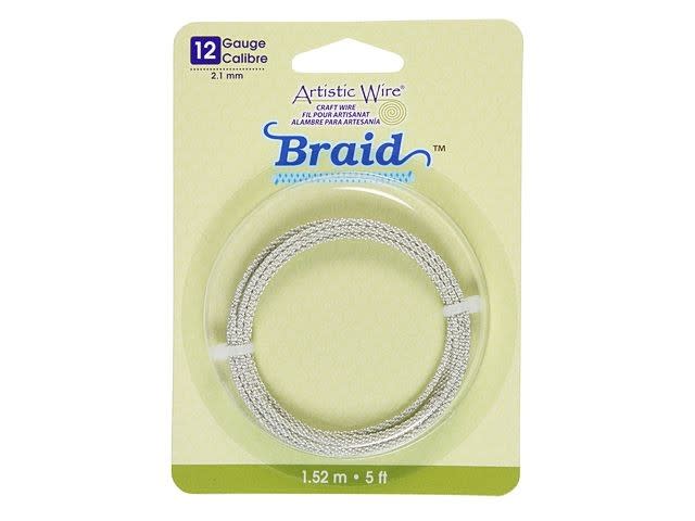 12-Gauge Silver-Plated Non-Tarnish Round Artistic Wire Braid 5 Feet