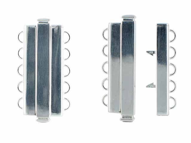 Sterling Silver 5-Strand Rectangular Squeeze Clasp