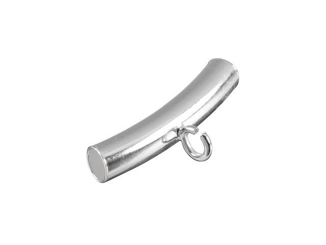 Sterling Silver Curved Tube Bead with Ring - Main Image