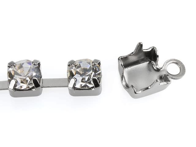 2mm Silver-Plated Brass Rhinestone Cup 