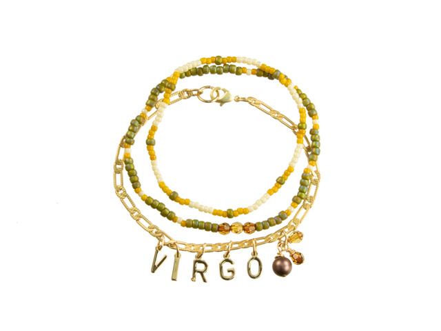 Capricorn Zodiac Bracelet: Black Gold Letter Beads with dragon