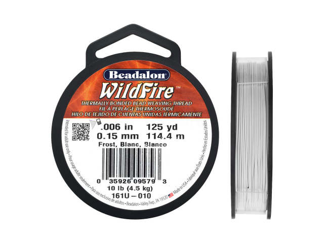 Beading ビーディング　1L Wildfire Thermal Bonded Beading Thread, 125 Yards, Frost / White