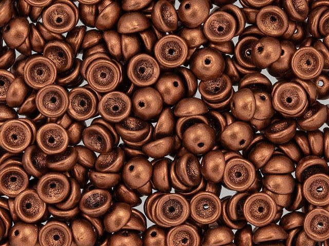 Czech Glass 2 x 4mm Matte - Metallic Antique Copper Teacup Bead