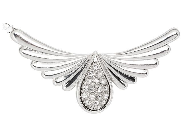 Silver-Plated Angel Wings Clasp with Crystals - Artbeads.com