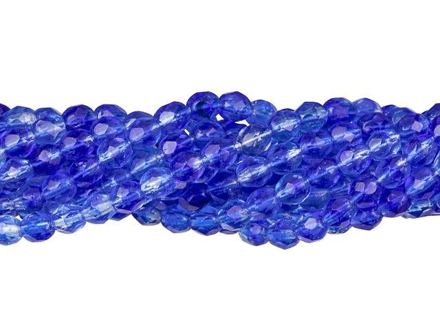 Czech Glass 4mm Hurricane Glass - Bluebell Fire-Polish Bead Strand