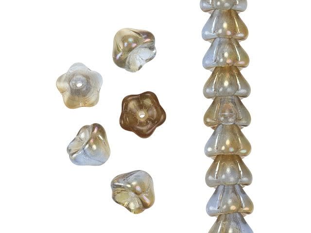 Czech Glass 8 x 6mm Alexandrite Celsian Bell Flower Bead Strand by