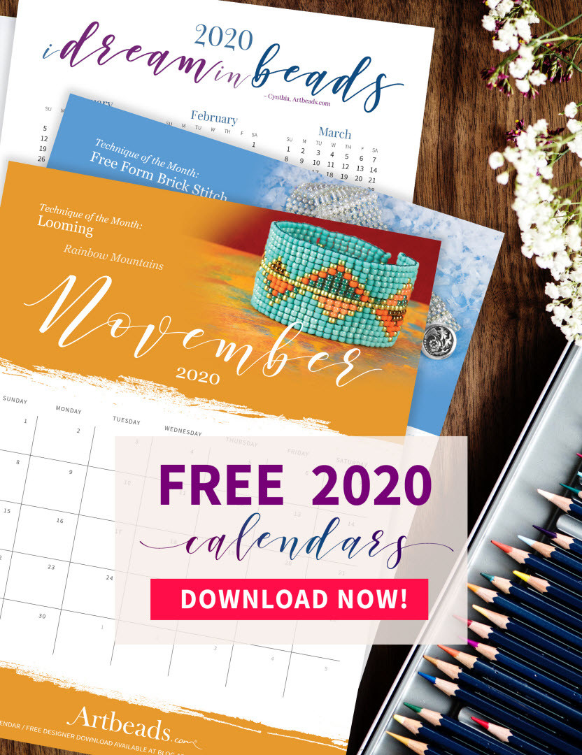 Free 2020 monthly Artbeads calendar