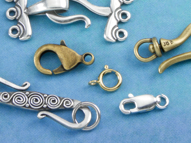 Image of various clasp shapes, sizes, and finishes