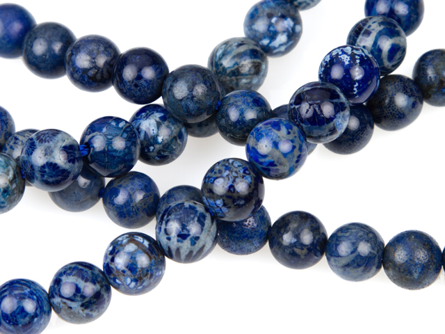 Image of dyed blue fossil coral gemstones