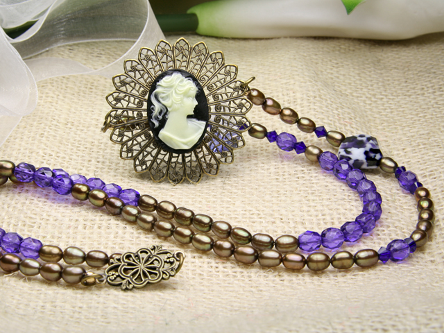 Image of the Regal Amethyst Necklace featuring a cabochon focal