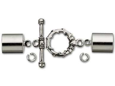 Dazzle It 10mm Silver-Plated Brass Kumihimo End Cap and Toggle Kit