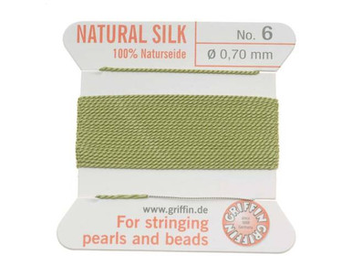 Griffin 100% Natural Silk Bead Cord - Dark Blue #6, 6.5 Feet With Needle