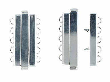 Sterling Silver 5-Strand Rectangular Squeeze Clasp