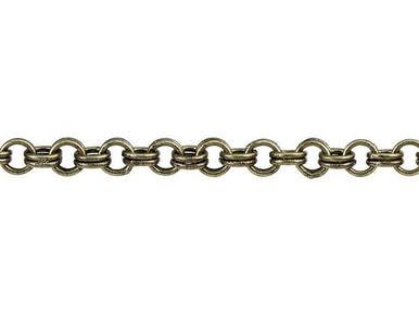 3mm Antique Brass Double Link Rolo Chain by the Foot