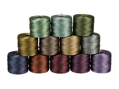 The Beadsmith S-Lon (Super-Lon) Bead Cord Forest Mix - 12 Spools, 77 ...