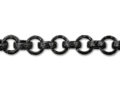 6.3mm Matte Black-Plated Vintage Pattern Rolo Chain by the Foot