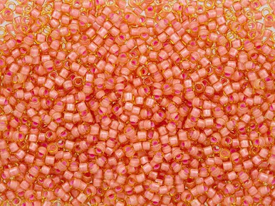 TOHO Treasure 11/0 Inside-Color Light Topaz/Coral Pink-Lined Seed