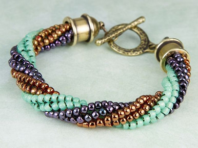 Mermaid Beaded Bracelet Kit using 2-Hole Ginko Glass Beads (Pastel