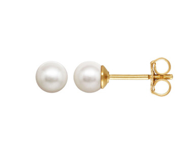 Gold-Filled 14K/20 4.0mm White Crystal Pearl Post Earring (Pair)