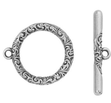 TierraCast Antique Silver Scroll Toggle Clasp Set 27.8x26.2mm